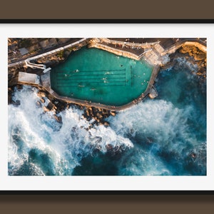 Bronte Beach Rock Pool poster 2023 IV, Sydney Australia photo wall art print, Swimming Pool wall art, Ocean natural pool swimmers print image 1