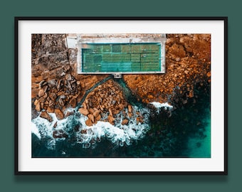 Sydney Freshwater Rockpool Art Print, Sydney Ocean poster, Australia Nature Pool photography, Coastal wall art print, Summer Swimmers Poster