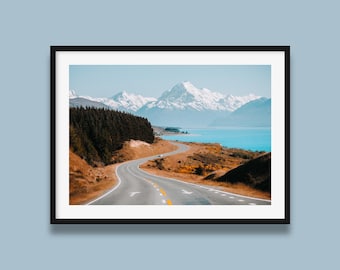Mt Cook-afdruk: Lake Pukaki, Nieuw-Zeelands berglandschap