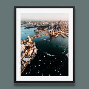 Impresión del puerto de Sídney, bahía Lavender, Ópera, puente del puerto, Luna Park Impresión de arte de pared con fotografías de Sídney, impresión fotográfica icónica de Australia