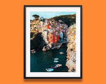 Riomaggiore Sunset Print: Cinque Terre Coastal Photography