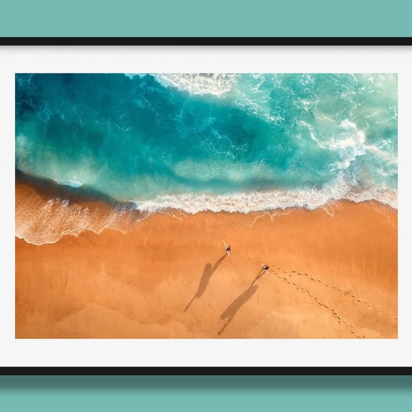 Zwei Surfer Poster | Surfing Poster | Ocean Wand Kunst | Luftbild von Victoria in Australien