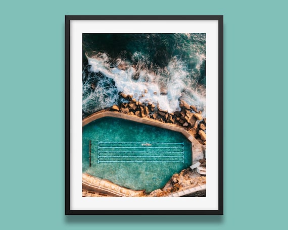 Bronte Beach Print: Sydney Ocean Pool Aerial Wall Art