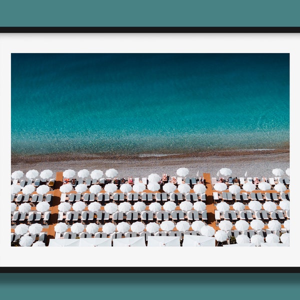 Nice France Beach Club Print - Côte d'Azur Print, Plage de Carras, French Riviera Wall Art Print, Nice Beach Umbrellas Print, Original Photo