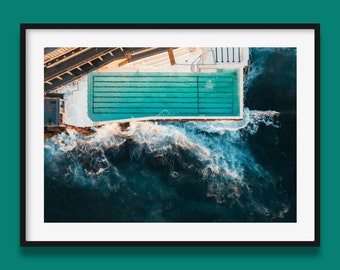 Sydney Print | Bondi Beach Art Print, Iceberg Pool V4 poster, Sydney Australia Ocean photo wall art print