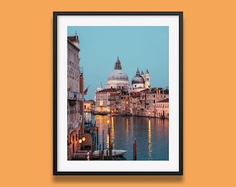 Venice Print | Beautiful Venice Evening, The dome of the Salute, Italy architecture, Original Photography Wall Art Print By Peter Yan