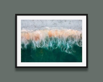 Ocean Wave Aerial Print: Coastal Beach Wall Art