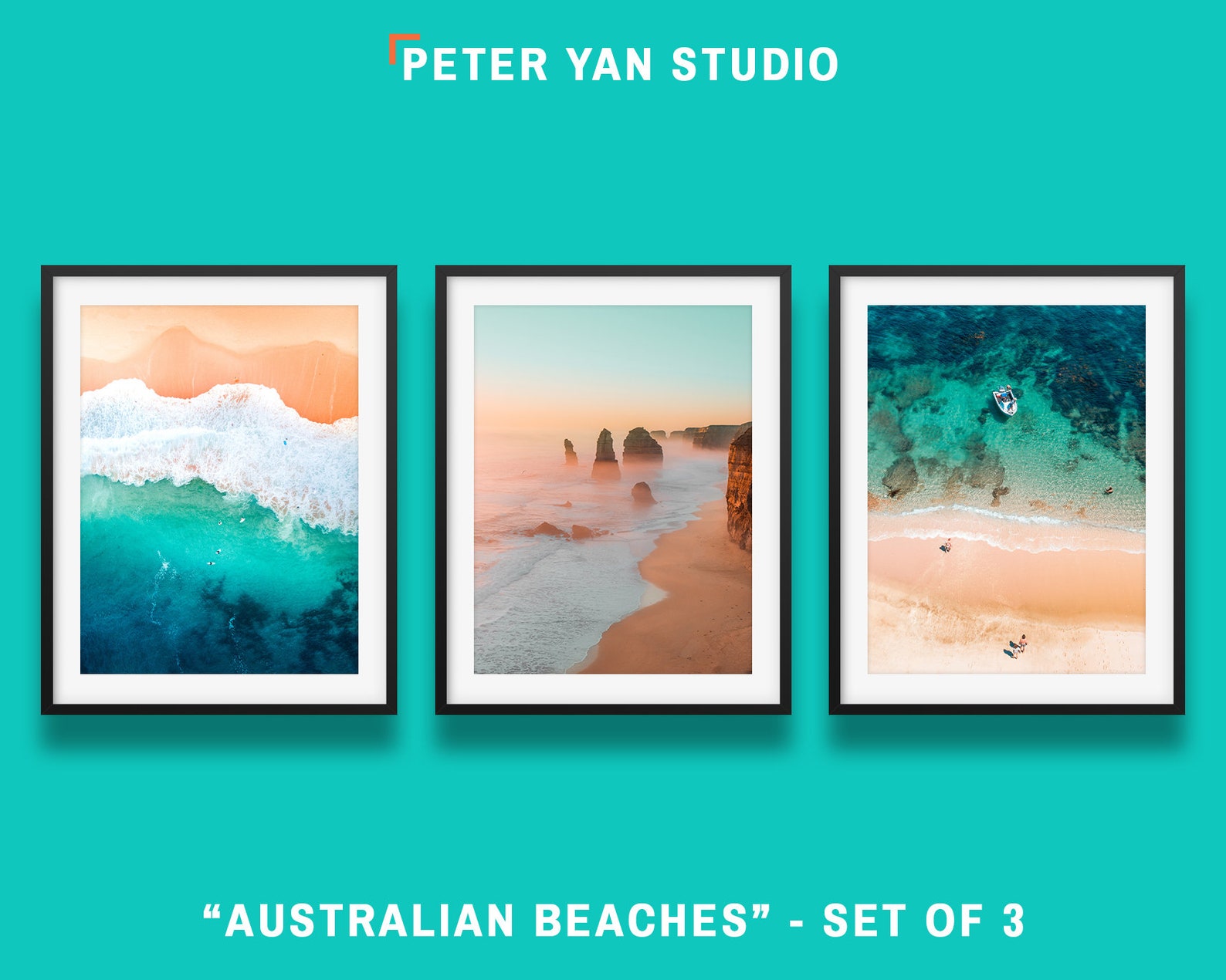 Australian Beaches Prints Set of 3 Wall Art Canvas Print Etsy