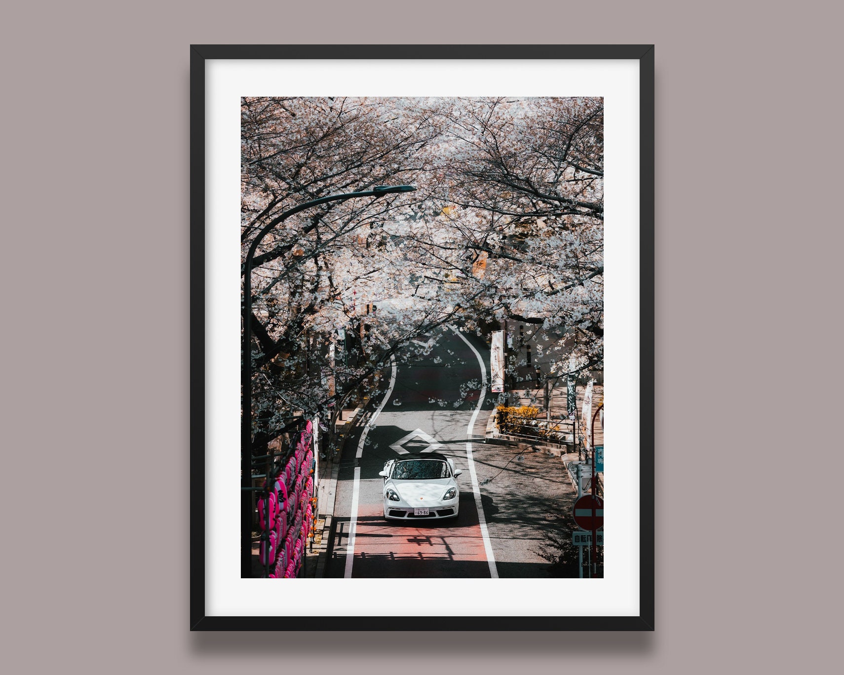 絵画原画（錦煌の夢馬車）ラインストーン，きらきらcollage 草花装飾 Porsche Cherry Blossom Print: Shibuya Japan Street Photography - Etsy