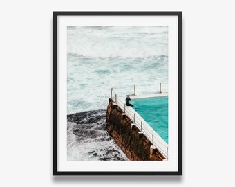 Bondi Beach Print | Sydney Wall Art, Ocean Photography Art, Bondi Icebergs Poster from Sydney, Australia, Rock Pool Swimmer