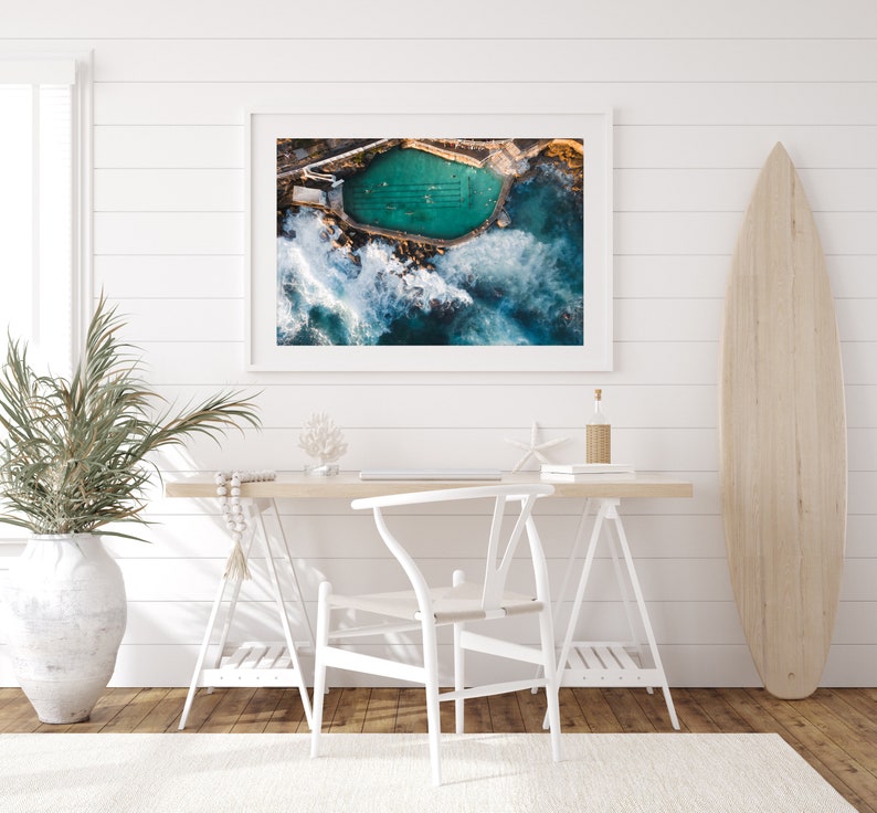 Bronte Beach Rock Pool poster 2023 IV, Sydney Australia photo wall art print, Swimming Pool wall art, Ocean natural pool swimmers print image 3