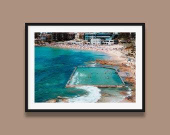 Cronulla Beach Rock Pool Art Print | Cronulla Aerial Photo, Sydney Ocean photo wall art print, Australia Beach Print, Original Photo