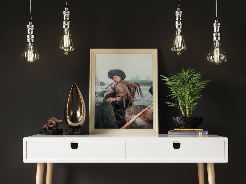 V3 Chinese Fisherman art print Cormorant fishing wall art from Yangshuo China Chinese culture photography for your home decor