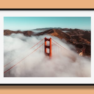 Golden Gate Bridge Poster II, San Francisco Fog Wall Art Print, California USA Photo Print By Peter Yan