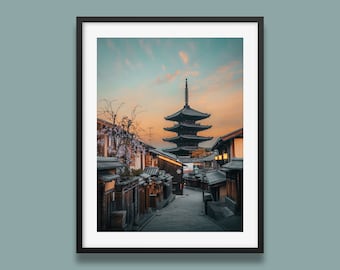 Japan Print | Yasaka Pagoda Art Print | Kyoto Old Street Wall Art | Japanese Old Temple Poster