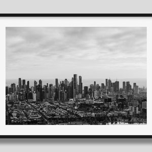 Melbourne Black and White Print | Urban Poster, City Skyline Wall Art Print, Original photography print from Australia