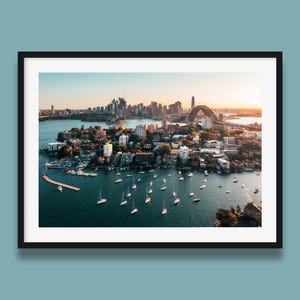 Opernhaus & Hafen Bridge Kunst - Luftaufnahme der Stadt, Küsten-Fotografie, ungerahmt