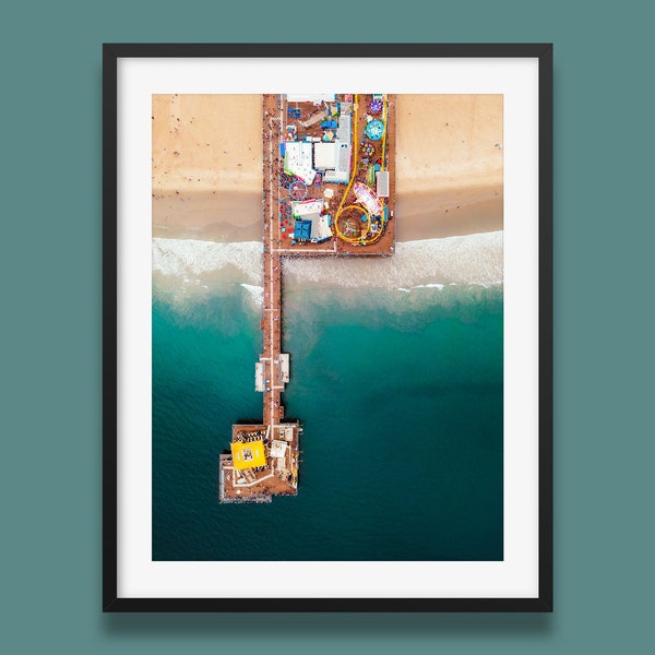 Santa Monica Pier Print | Los Angeles Wall Art Print, LA Foto Kunstwerk, California Beach Druck, Original Foto von Peter Yan