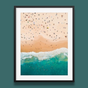 Bondi Beach Print: Sydney Aerial Beach Photography, Teal Ocean
