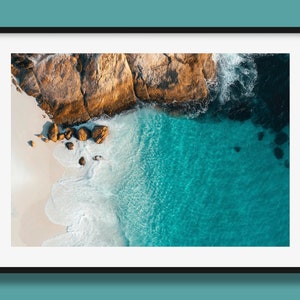 Australian Beach Print | Blue Water Print, Little Beach Artwork, Western Australia poster, Ocean photo wall art print