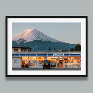 Impresión japonesa de Lawson Fuji / Impresión artística original del amanecer en el monte Fuji, impresión estética de una tienda japonesa, foto de paisaje japonés de Peter Yan