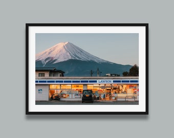 Japan Lawson Fuji-print | Mt Fuji Sunrise Original Art Print, Japanse winkel esthetische print, Japan landschapsfoto door Peter Yan