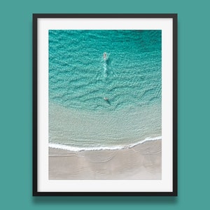Ozean Print | Schwimmer im Ozean Kunstdruck, blaues Ozean Poster, Schwimmer im Ozean Druck, Australien Strand Wandkunst