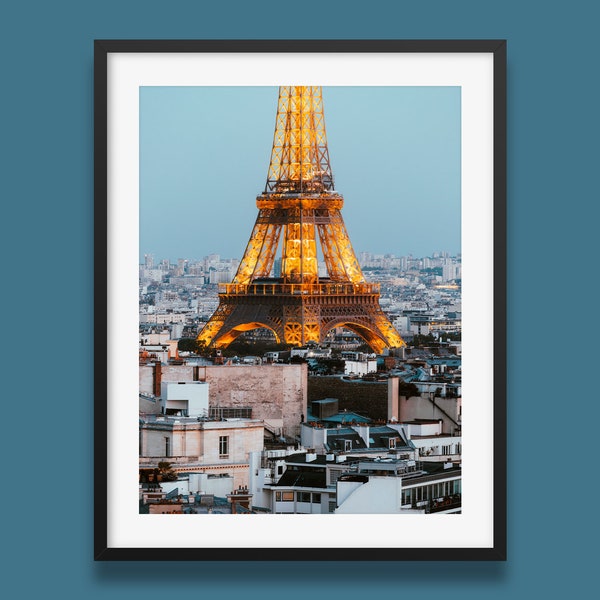 Paris Eiffel Tower At Night Print I - Eiffel Tower lights print, France Wall Art Print, High-resolution print, Vertical print of Paris