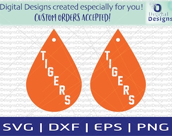 Teardrop earring svg Tiger svg  Earring svg Leather earring svg Earring template Earring cut files Svg files for cricut Svg laser earrings