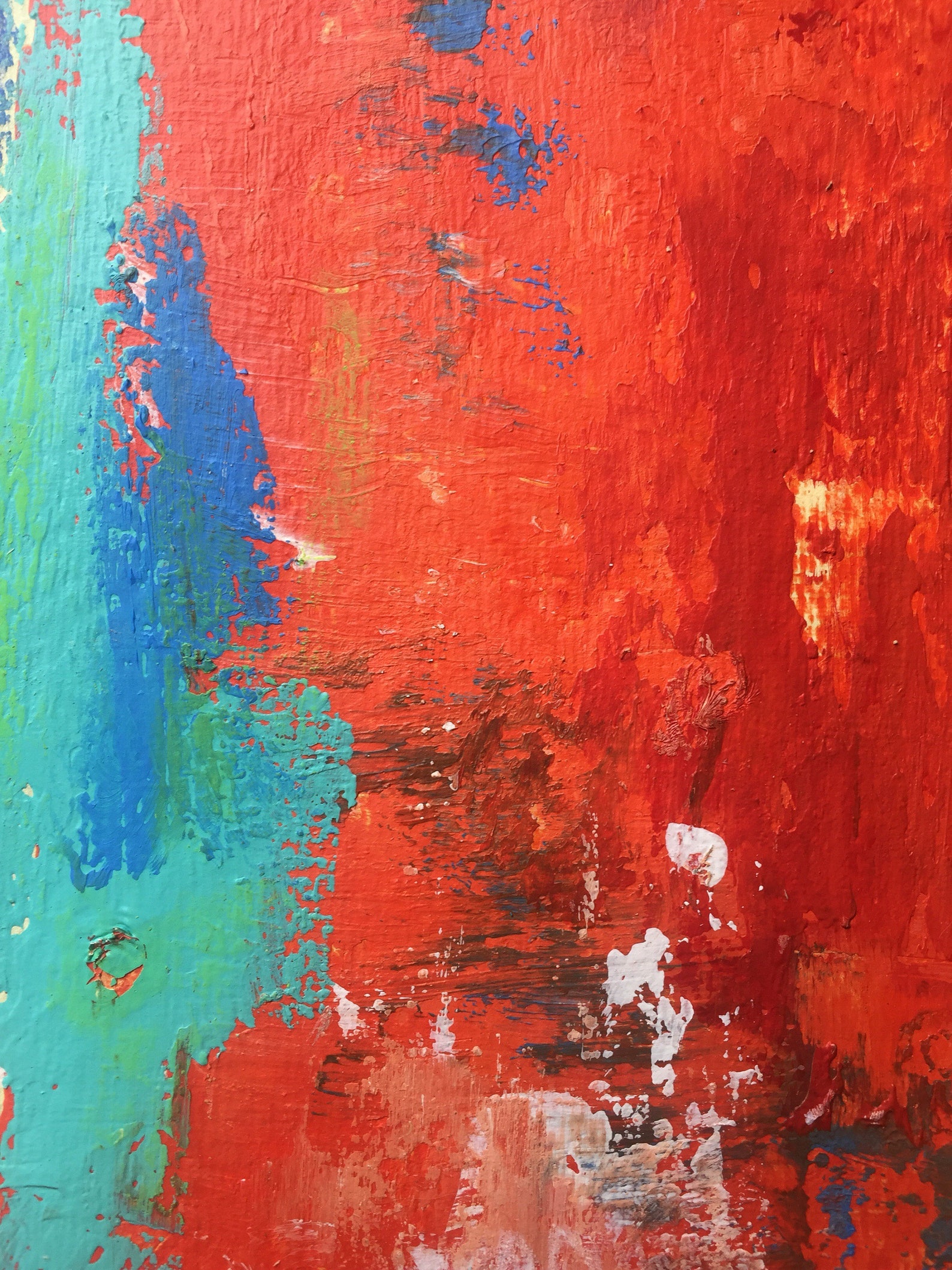 Summertime Bright Warm Colors Landscape Painting Mixed Media on Watercolor Paper Affordable Art