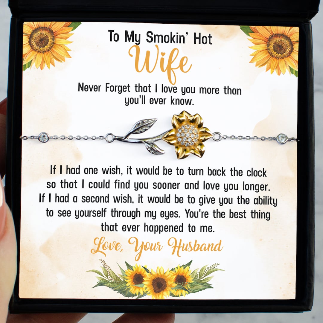 Wife Sunflower Bracelet, Wife Gift, to My Somokin' Hot Wife, Wife Jewelry,  Wife Bracelet, Best Gifts for Wife Brithday - Etsy