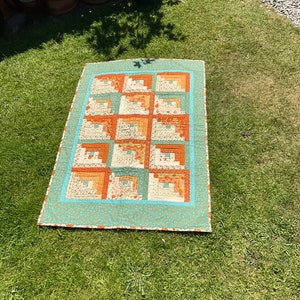 Handmade Log Cabin Quilt: Moda Honeybun Patchwork Lap Quilt