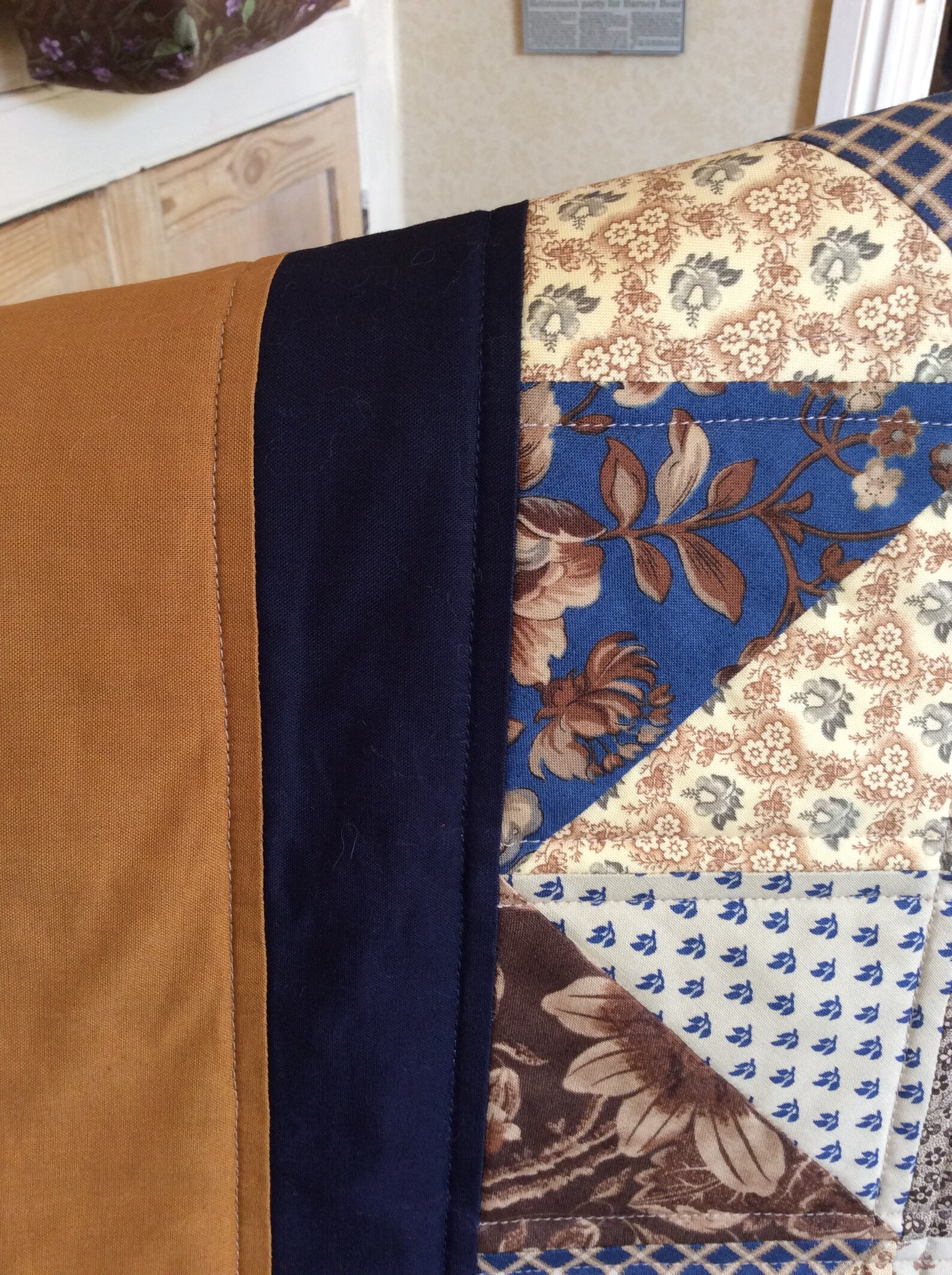 Patchwork Quilt 'mustard and Navy' Etsy