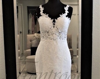 ASHTYNN | Boho Mermaid Lace Gown with Lace Straps Sweetheart Neckline and Fishtail Train