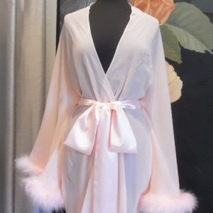 Top Holiday Gift For Her Sexy Chiffon Marabou Feather Boudoir Lingerie Short Robe - Assorted Colors