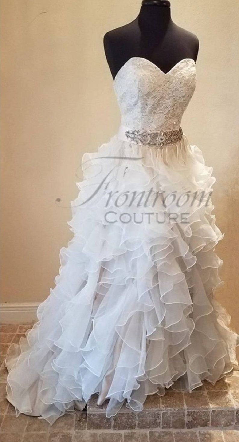 KYA Sweetheart Fitted Lace Bodice Chapel Train
