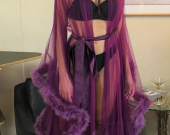 long feather dressing gown