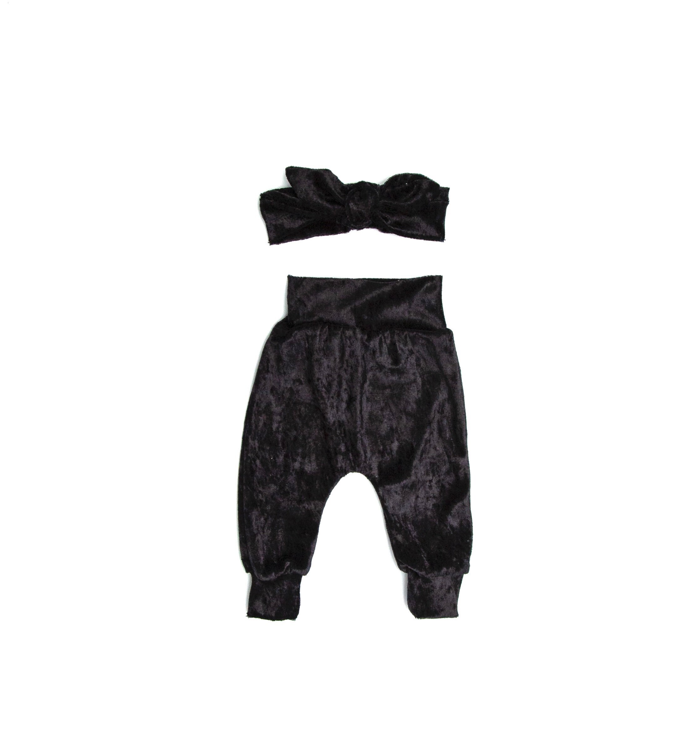 Crushed Black Velvet Baby Jogger Pant Etsy