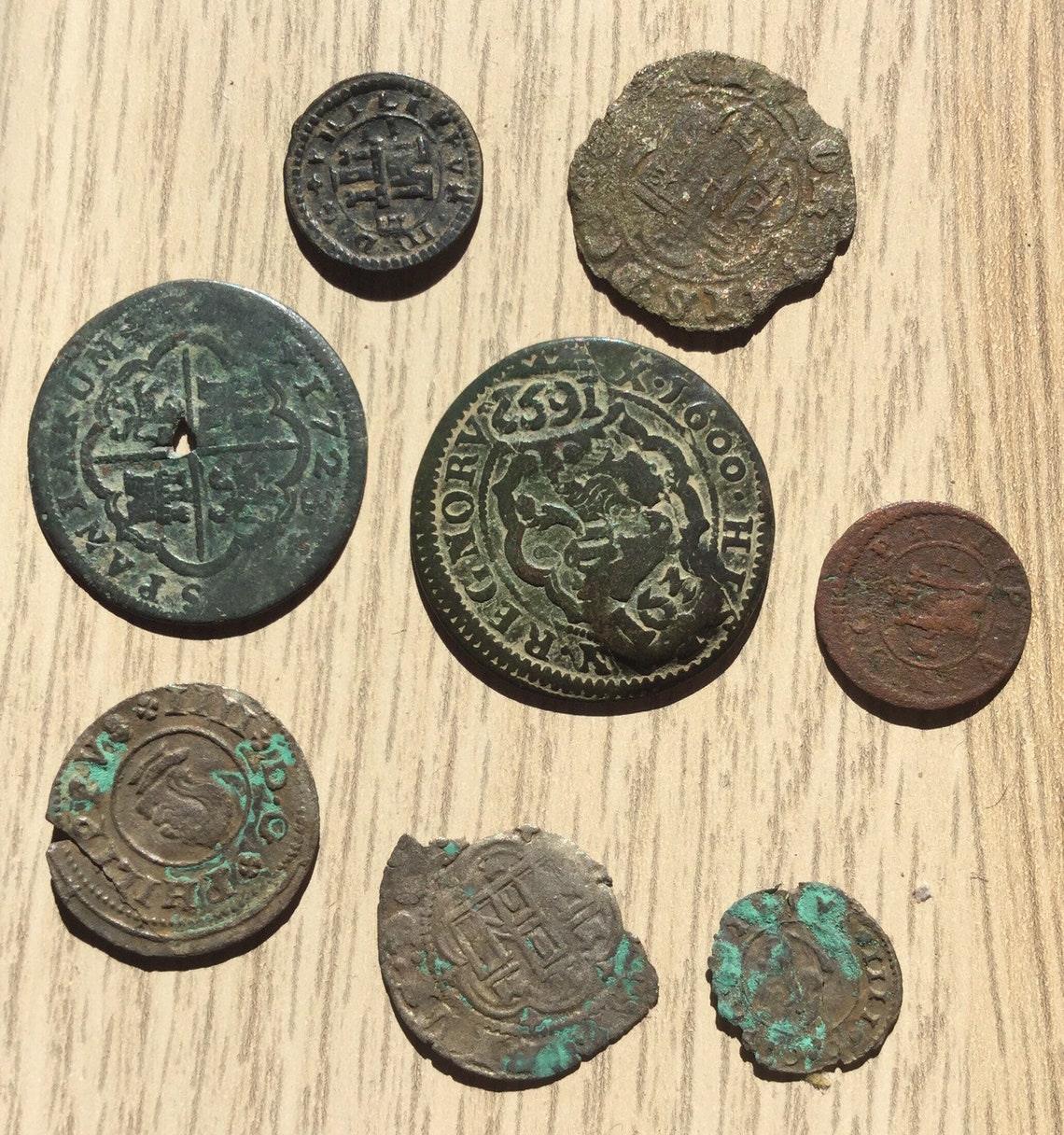 Eight Assorted Spanish Copper Coins 1600 to 1722 One Has Been Etsy