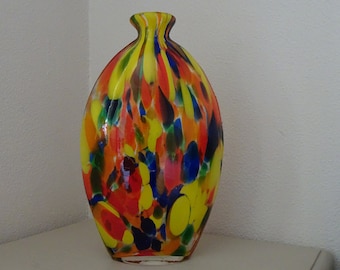 Vintage spatter glass vase - 1970s