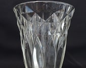 Val Saint Lambert pressed glass vase-Luxval, 1935-Dunant-Signed-vintage-Belgium