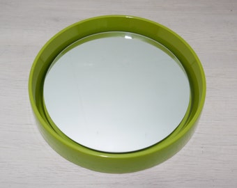 Vintage-Spiegel – 1970 – rund – grüner Kunststoff