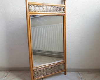 Miroir vintage en bambou - 1970 - grand format 100 cm