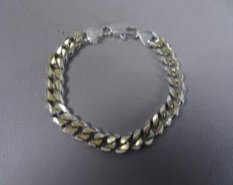 925 sterling silver link bracelet - partly gold plated - 21 cm - vintage