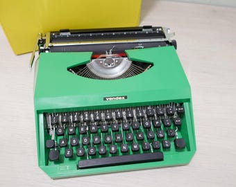 Máquina de escribir antigua - Vendex 300 - en su estuche original - Países Bajos - verde