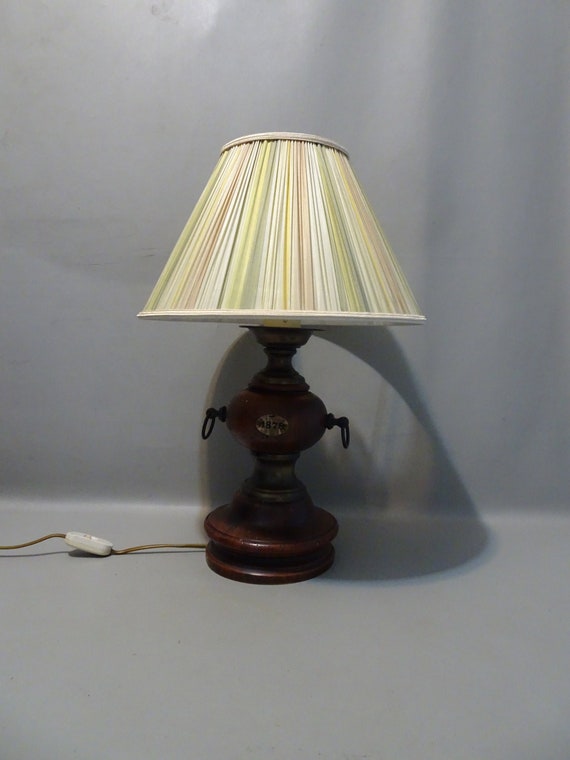Vintage Table Lamp With Fabric Pleated Shade Uk Table Lamp With Fabric Pleated Shade, Vintage Wooden Table Lamp Shades Uk