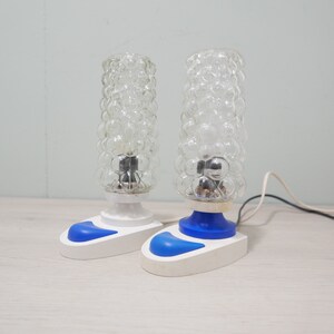 2 vintage bedside table lamps - 1960s - glass and plastic