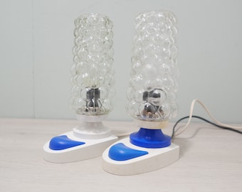 2 vintage bedside lamps - 1960s - glass and plastic