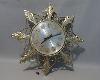 Sunburst clock with Acanthus leaves-Westclox, Scotland-1960s