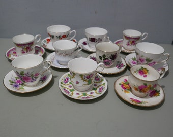 Porcelaine anglaise - 10 tasses et soucoupes - Années 1970/1980 - Angleterre